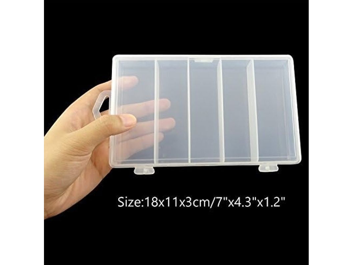Caixa De Armazenamento De Acessórios De Pesca Transparente Em Plástico Com 5 Compartimentos Para Iscas, Anzóis, Joias, Viagem 18x11x3cm