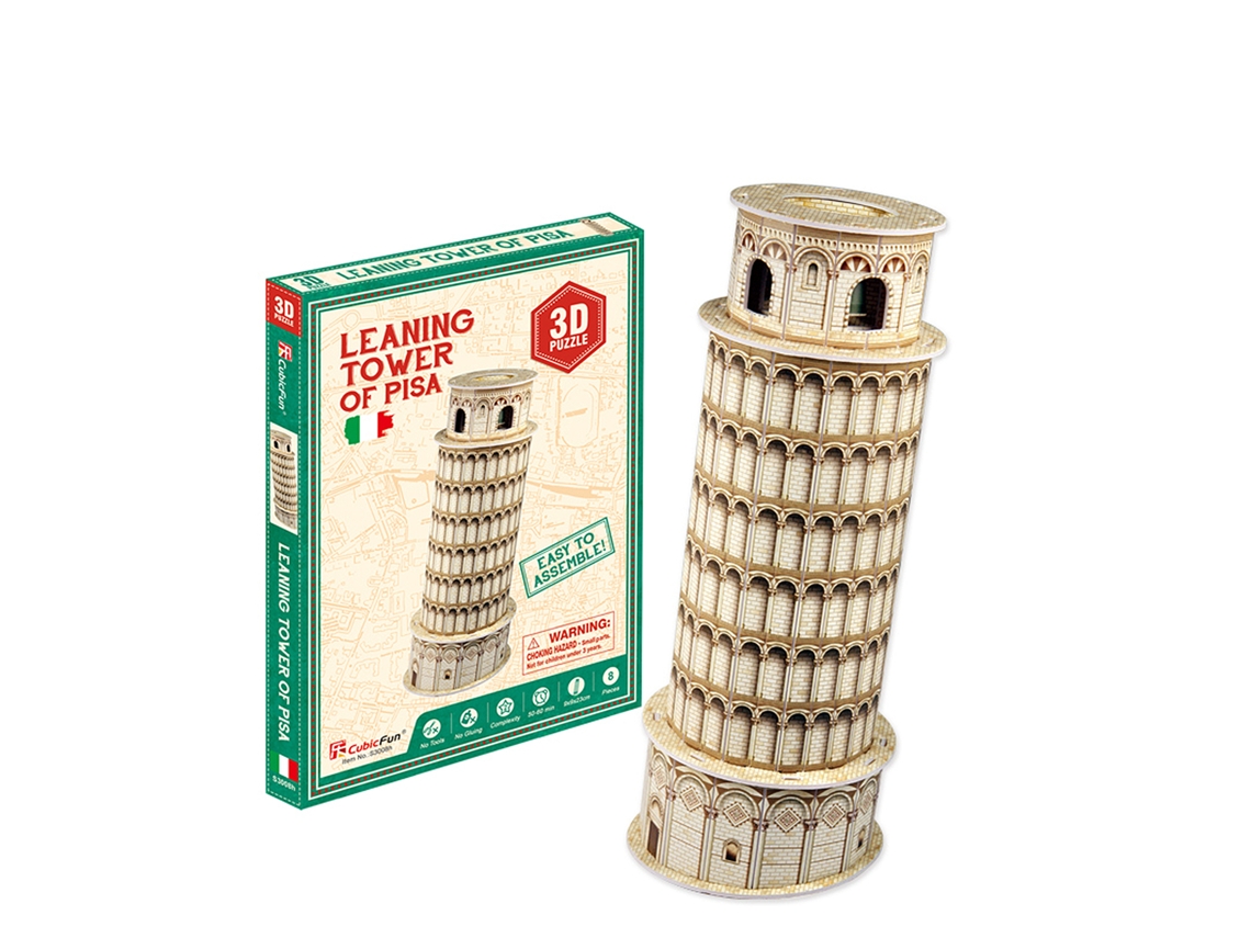 Quebra-cabeça 3d Da Torre Inclinada De Pisa. 9x9x23 Cm.