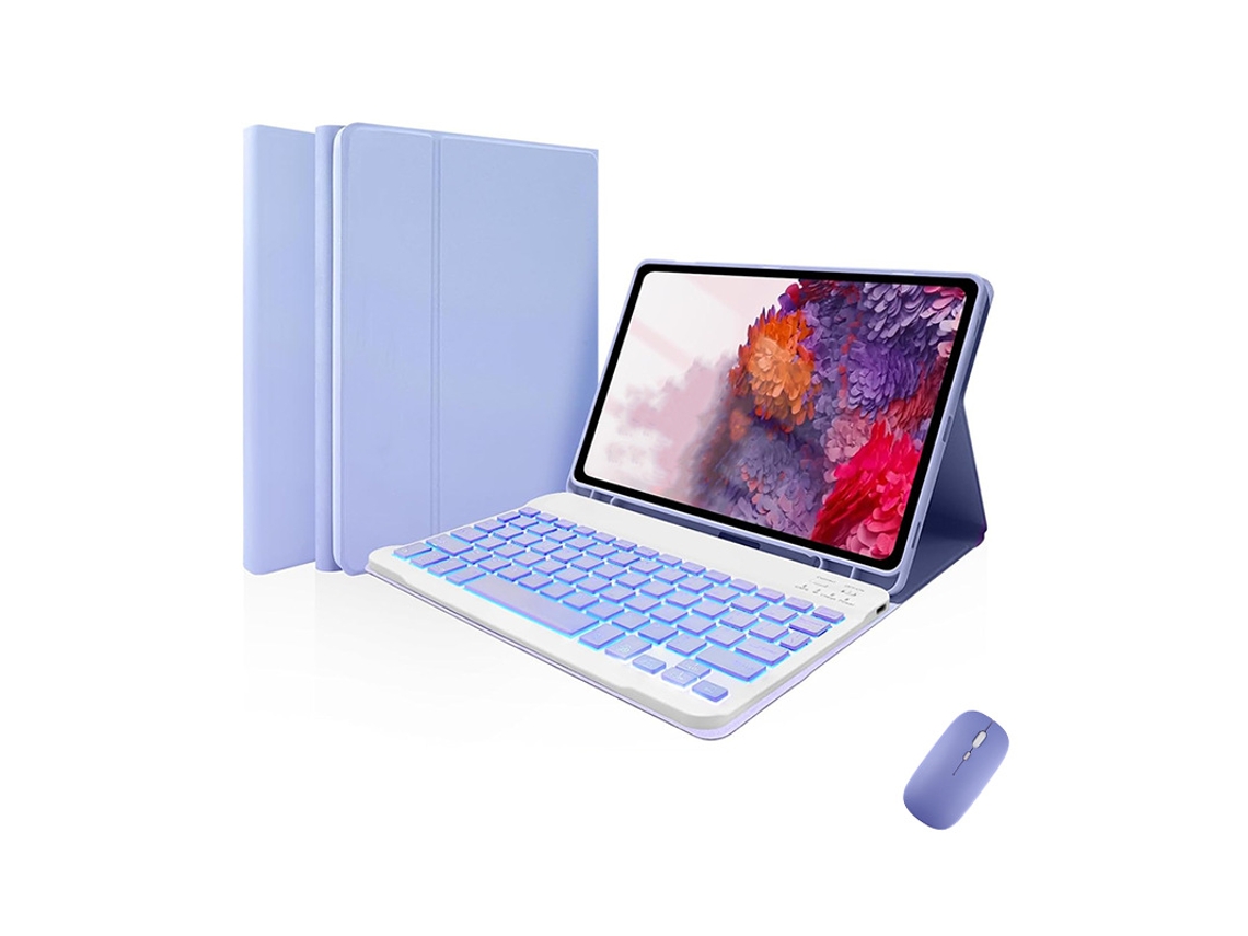 Capa Teclado Para Xiaomi Pad 6s Pro 12.4 Polegadas, Com Teclado E Mouse Bluetooth Retroiluminados (roxo Claro) Cuich (2024)