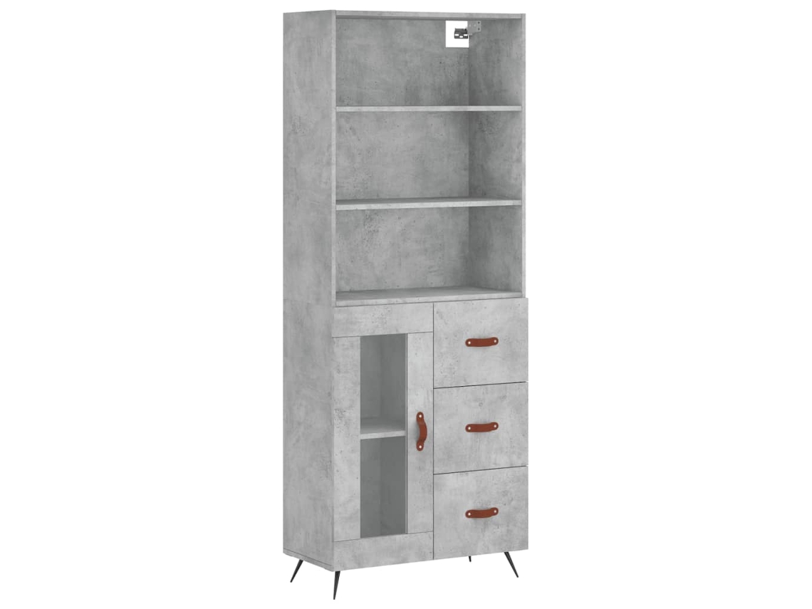 Armário Alto 69,5x34x180cm Madeira Cinza Cimento MAISON EXCLUSIVE
