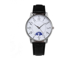 Reloj De Cuarzo Unisex Con Correa Ajustable Simple Y Moderno (base Blanca, Correa Negra)