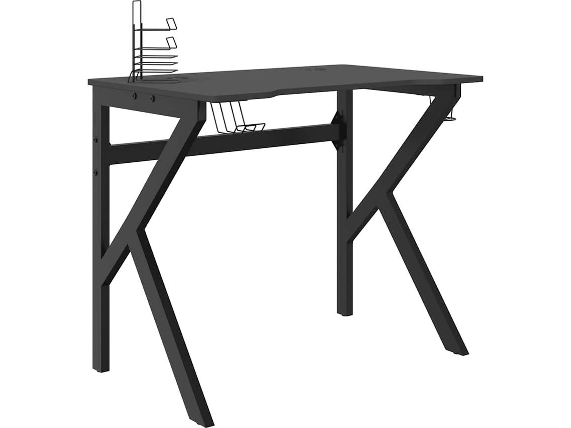Gaming Desk, Gaming Desks Vidaxl Preto Madeira Processada (90 X 60 X 75 Cm)