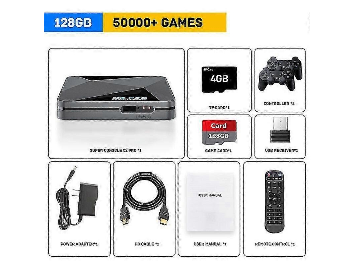 Caixa De Jogos Super Console X2 Pro, Console De Jogos De Tv Retrô, 60.000 Jogos Para Arcade/mame/dc/ss Com Controles. Ly Ebike