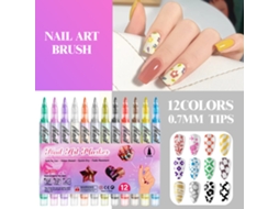 Conjunto de 12 latas de tinta acrílica para nail art (0,7 mm) – Para detalhes à mão livre e traços finos.
