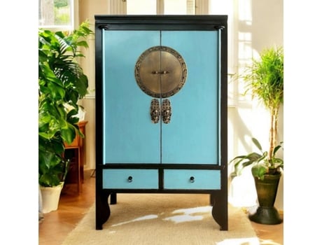 Armário De Casamento Chinês Vintageasia Móveis Vintage Decorados Em Preto E Azul Cômoda Aparador Asiático Oriental
