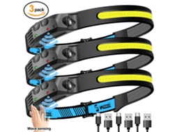 Lanterna De Cabeça Led Com Sensor De Movimento, 3 Leds Cob E Carregamento Usb., Classe De Eficiência Energética