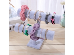 Suporte de Exibição de Pulseiras e Scrunchies em Cinza com Duas Fileiras para Lar e Loja