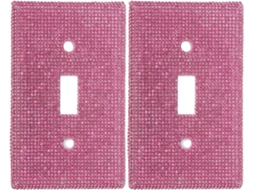 Conjunto De 2 Placas De Interruptor Decorativas Com Strass Rosa Brilhante.