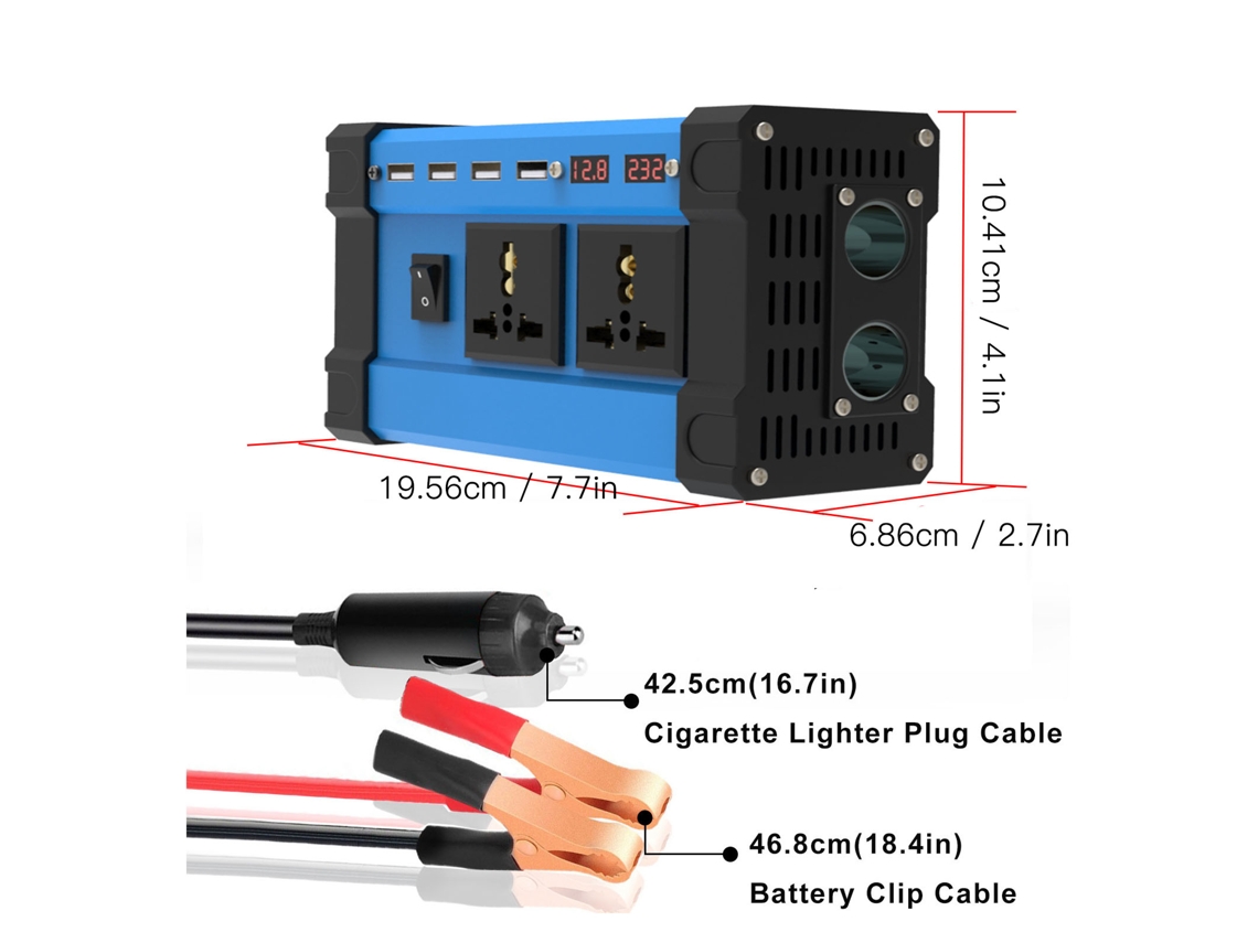 Inversor De Onda Senoidal Modificada De 500w Com Lcd Duplo E 4 Usbs - Laxiscreed