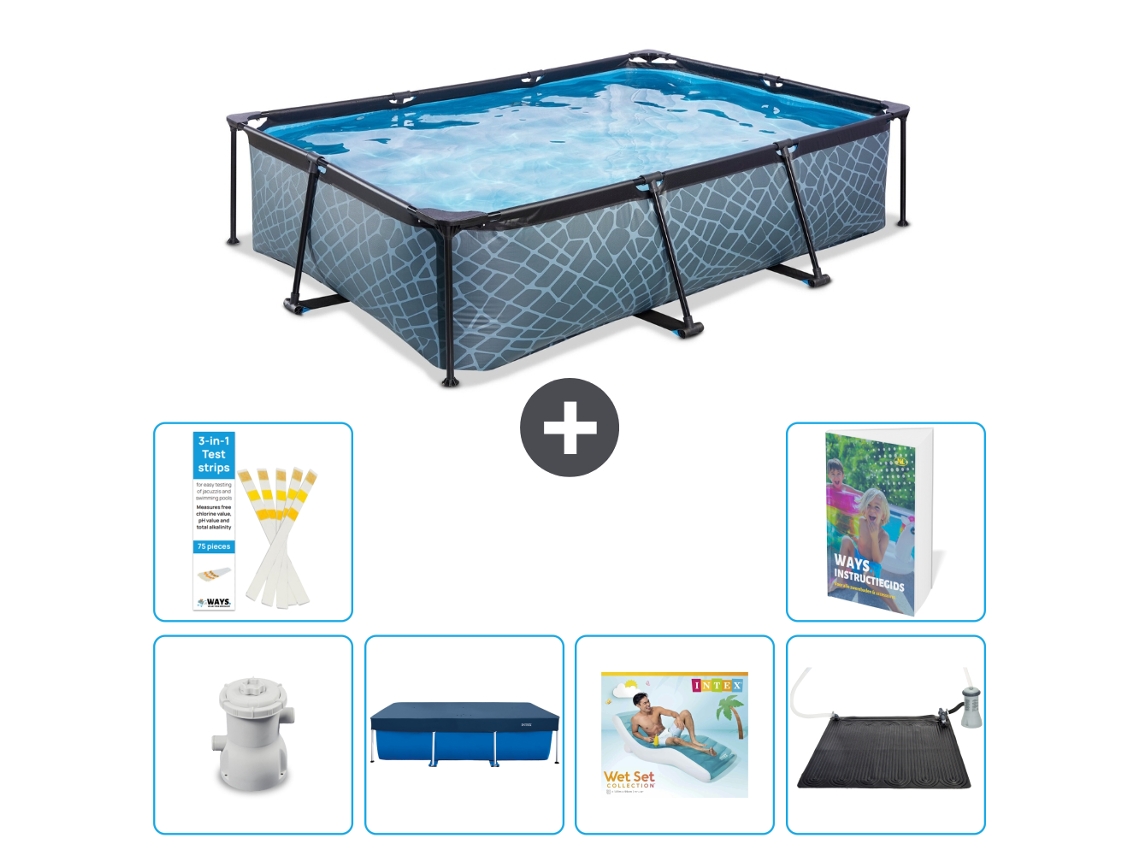Piscina EXIT Retangular Efeito Pedra 220x150x65 Cm 5 peças