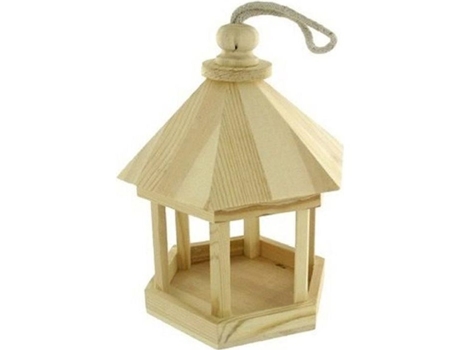Comedouro de pássaros em madeira para decorar - Ø 15 cm x h 21 cm.