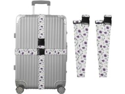 Conjunto De 2 Cintas Bagagem Com Estampa Floral Roxa Para Malas, Cintas De Viagem, Acessórios Para Cintos, Conector De