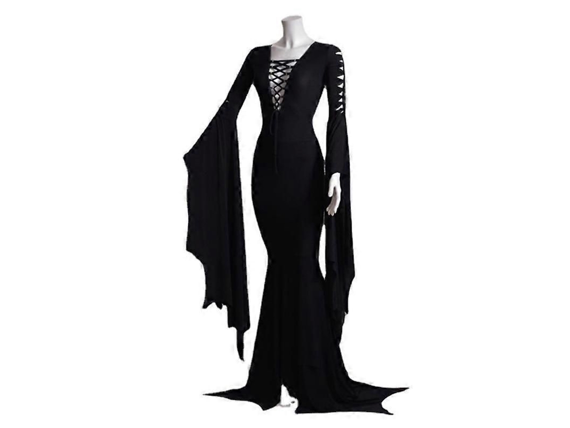 Traje De Cosplay Morticia Addams, Vestido Largo Gótico Vintage Com Renda Para Mulher, Halloween S Rojo