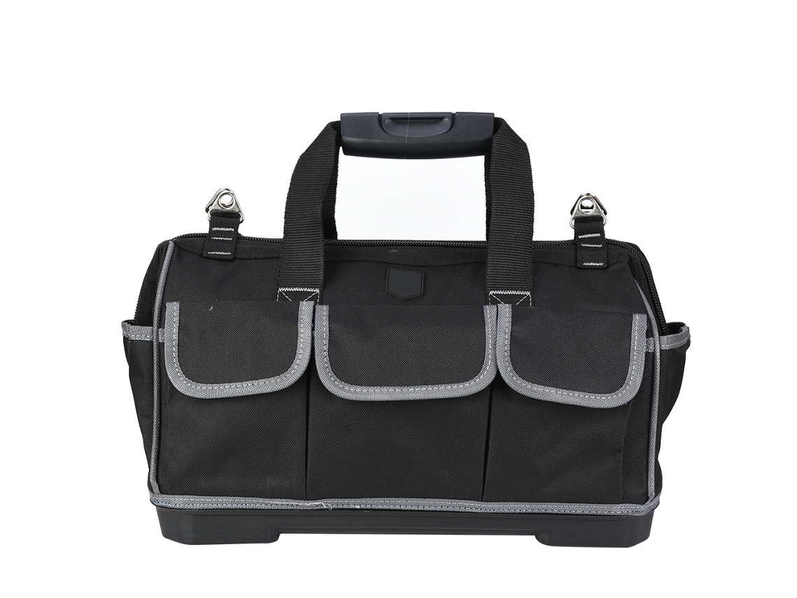 Bolsa De Ferramentas Cinza De Plástico De 17 Polegadas Para Encanadores E Eletricistas 395x280x210mm
