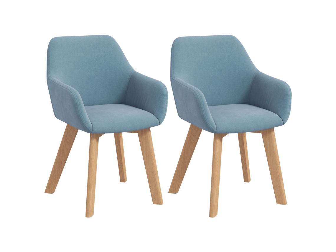 2 Cadeiras Jantar Veludo Assento Acolchoado Azul Claro