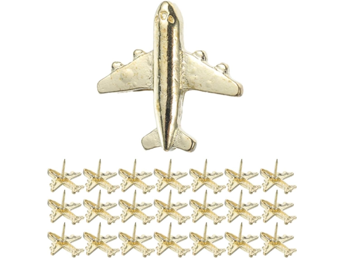 Tachinhas decorativas de metal Hemobllo, pacote com 30 unidades, design seguro, formato dourado de aviação, para