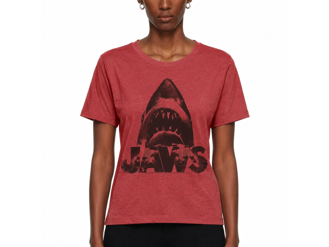 Rockinstone Jaws Movie Burnt Jaws Heather Red Adult Shirt Size:l