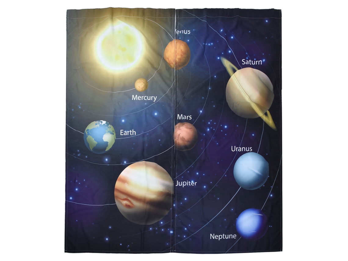 Cortina de Janela com Padrão Planetário 170x200cm S/MARCA