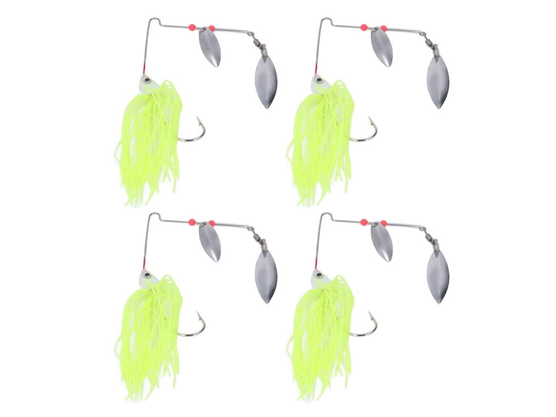 Anub 4pcs Isca de Pesca Sequin Rotativo com Barbatanas em Liga de Alumínio para Pesca Offshore Verde