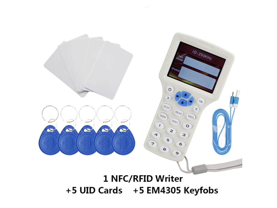Yuru leitor Gravador de Cartões Rfid Portátil com Tela Lcd 3.2 Polegadas para 125khz 13.56mhz Controle de Acesso