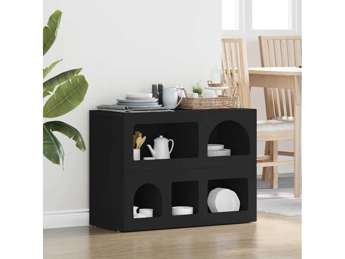 Vidaxl Buffet Elst Preto 80,5 X 35 X 59 Cm Madeira Processada