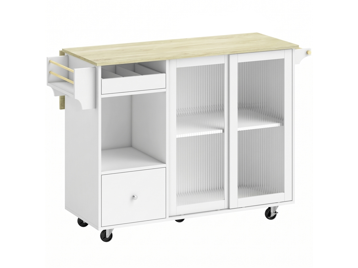 Ilha De Cozinha Eoocoo Com Bancada Dobrável E Porta-garrafas