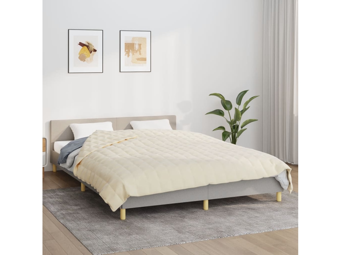 Vidaxl Manta Pesada 15 Kg 220x240 Cm Tecido Creme-claro