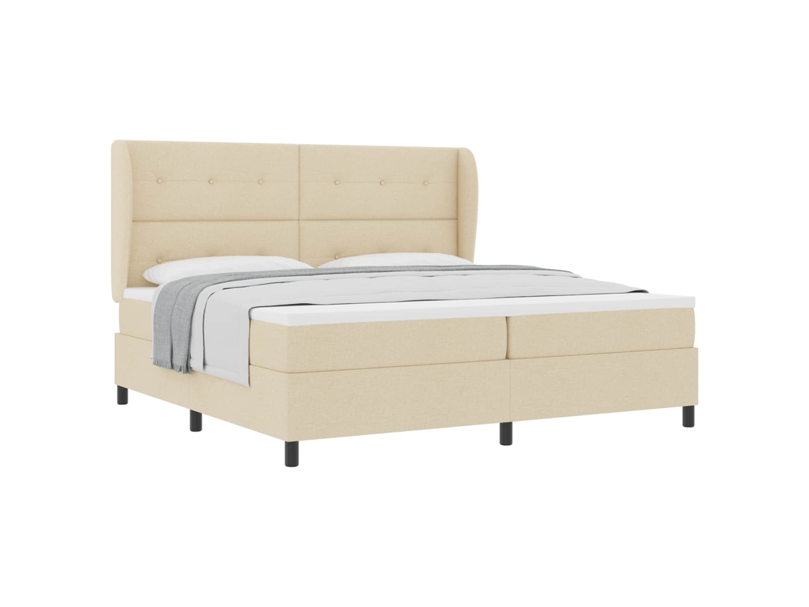 Conjunto 1 Cama Box Vidaxl Creme Tecido (200 X 200 Cm)