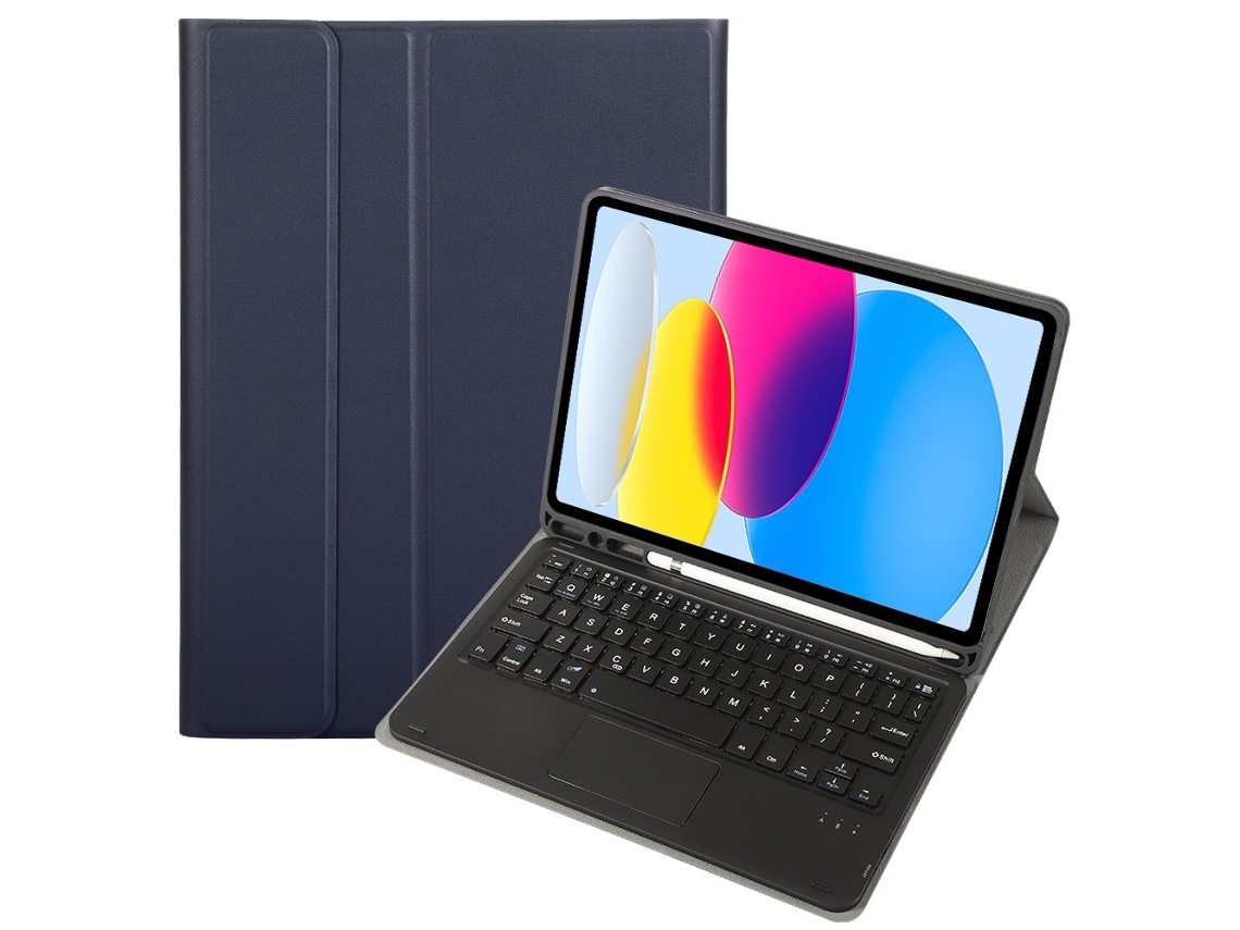 Lurelia Capa Com Teclado Bluetooth Para Ipad 9.7/2018/2017 Teclado Comum, Layout Pt, Azul Escuro E Preto