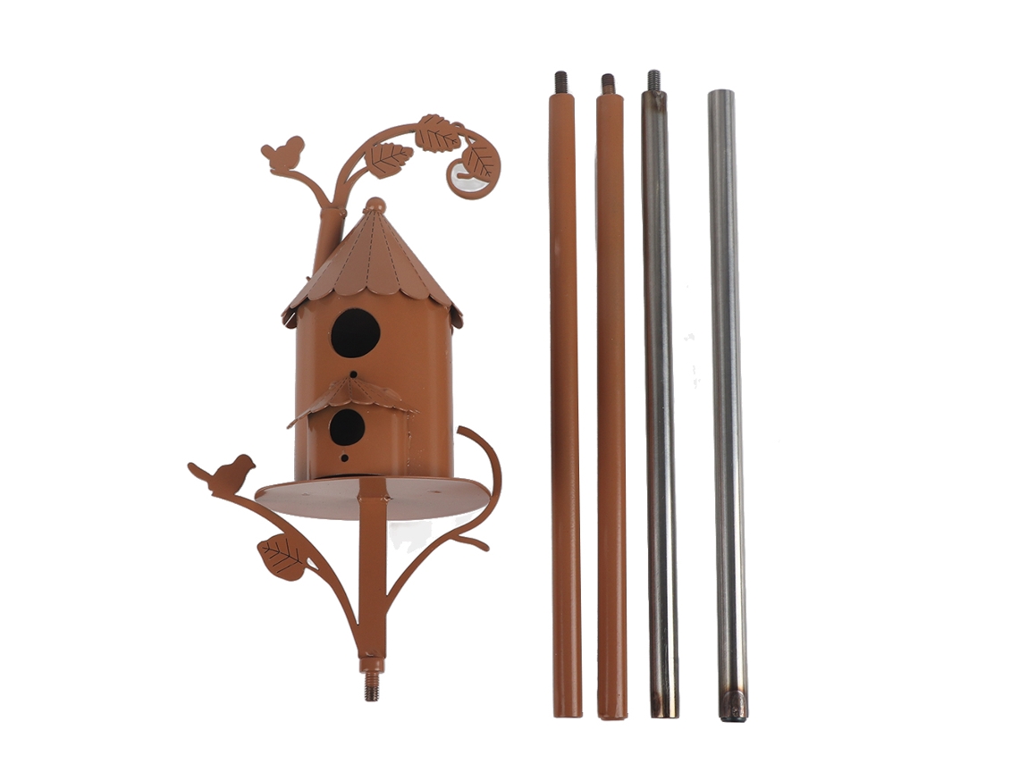 Casa De Pássaros De Metal (art Decorativa Jardim, Apoio Com Perno)