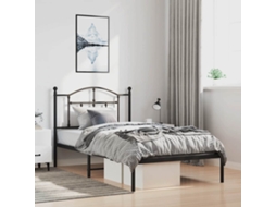 Vidaxl Estrutura De Cama Com Cabeceira 100x190 Cm Metal Preto