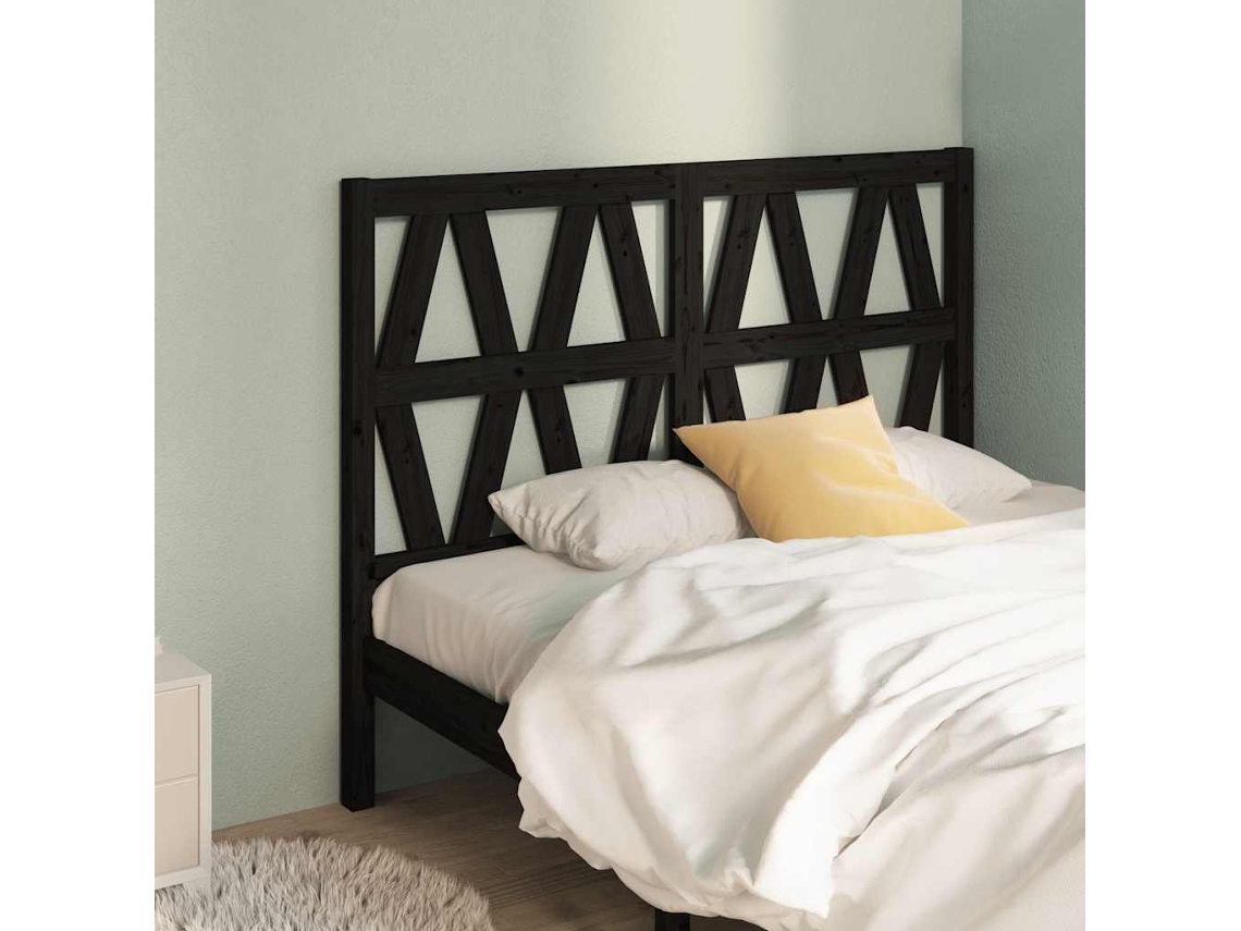 Vidaxl Cabeceira De Cama 166x4x100 Cm Pinho Maciço Preto