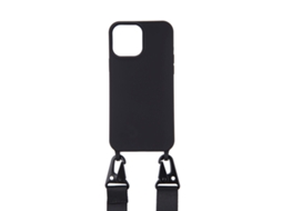 Capa com Cordão Pescoço Mosquetão para iPhone 13 EKO Rígida Preto