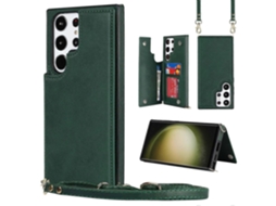 Capa Transversal Quadrada Com Fecho Duplo E Compartimento Para Cartões Para Samsung Galaxy S23 Ultra 5g Em Tpu+pu
