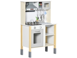 Conjunto De Cozinha De Madeira, Recursos Interativos, Design Ajustável, Branco