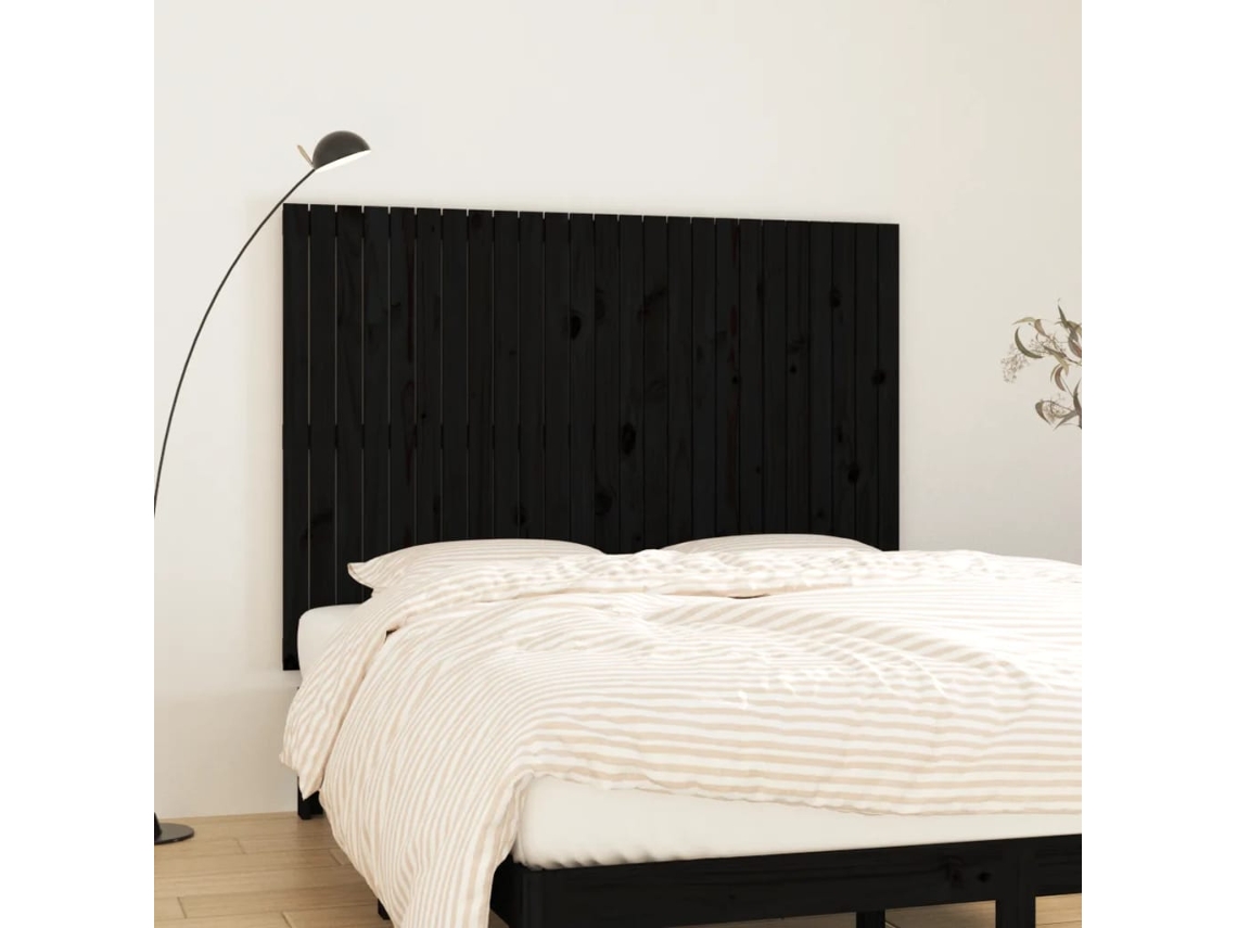 Cabecero de pared 159,5x3x110cm Madera maciza de pino Negro