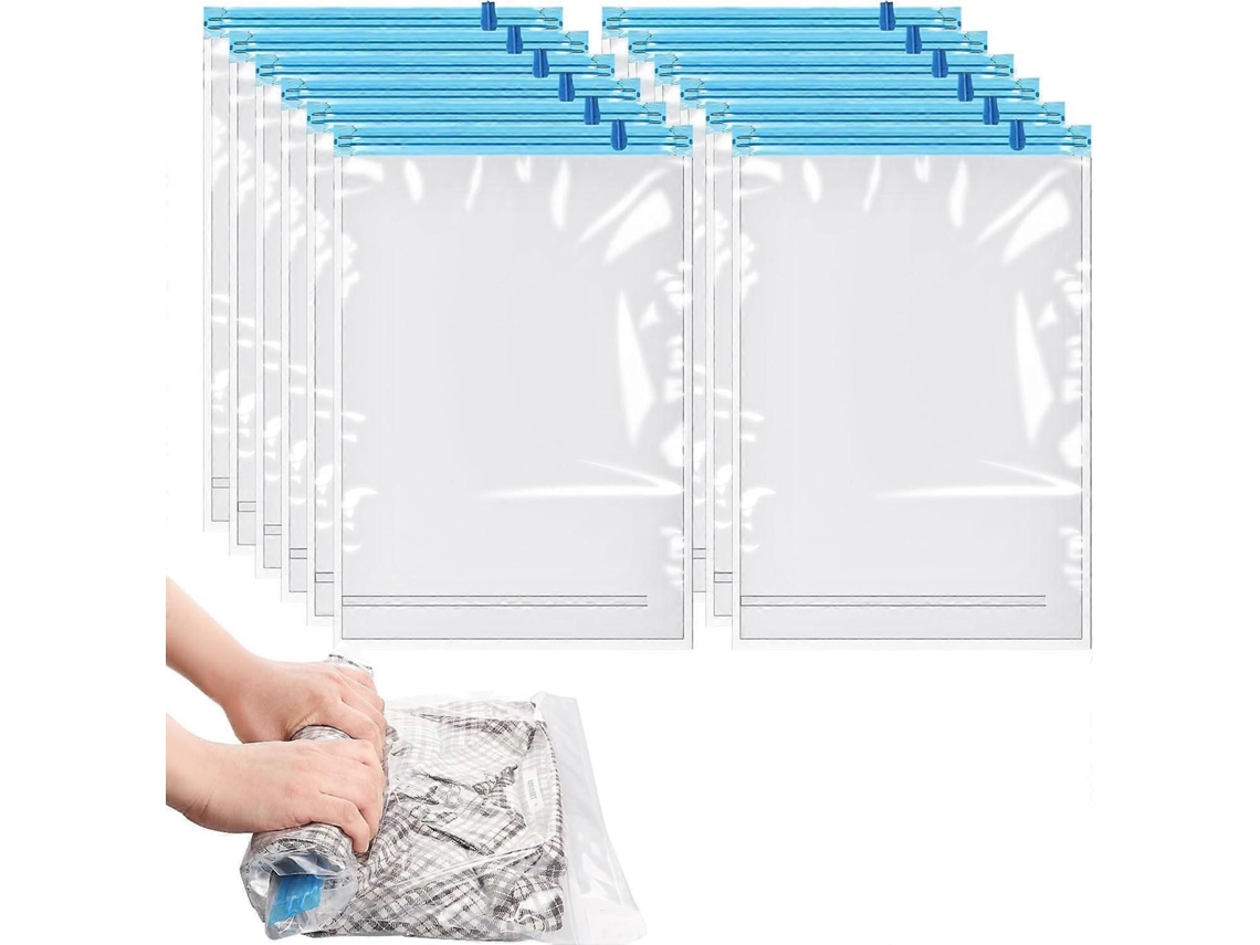 Pacote Com 12 Sacos De Compressão Reutilizáveis ​​aura, Tamanho Médio 40x60cm, Para Armazenamento A Vácuo, Economi Zam Espaço Em Malas, Sem Neces