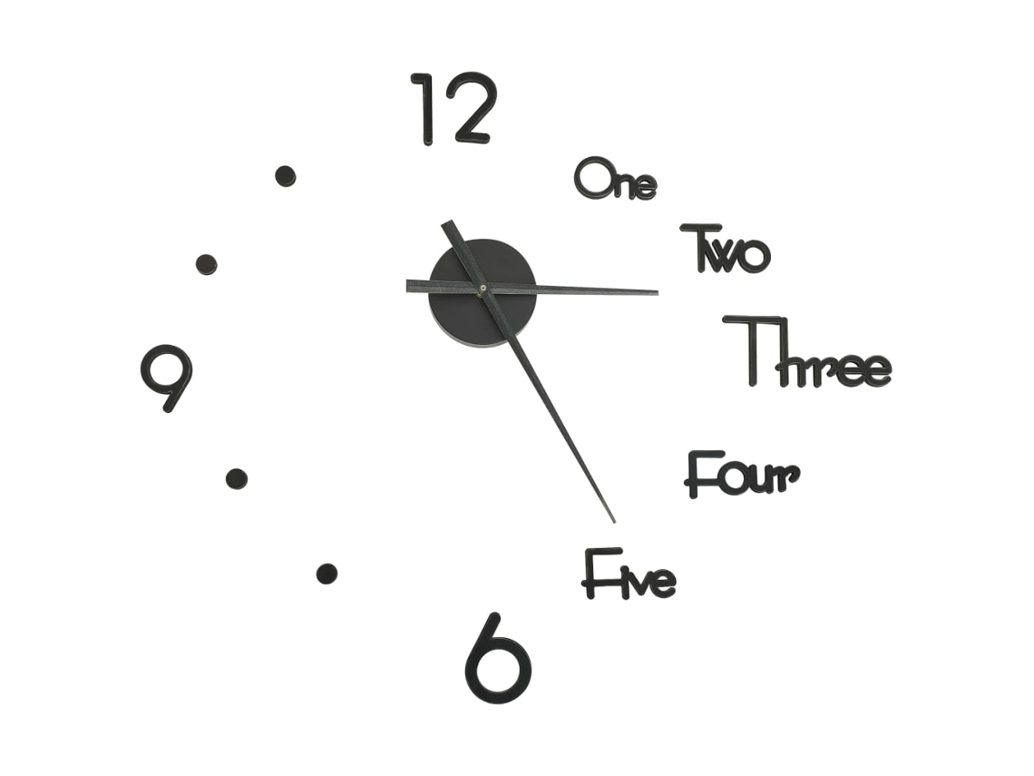 3d Wall Clock, 3d Wall Clocks Vidaxl Preto Acrílo (n/a)