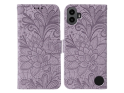 Capa De Celular Flip Em Couro Com Relevo De Flor De Renda Para Nothing Cmf Phone 1