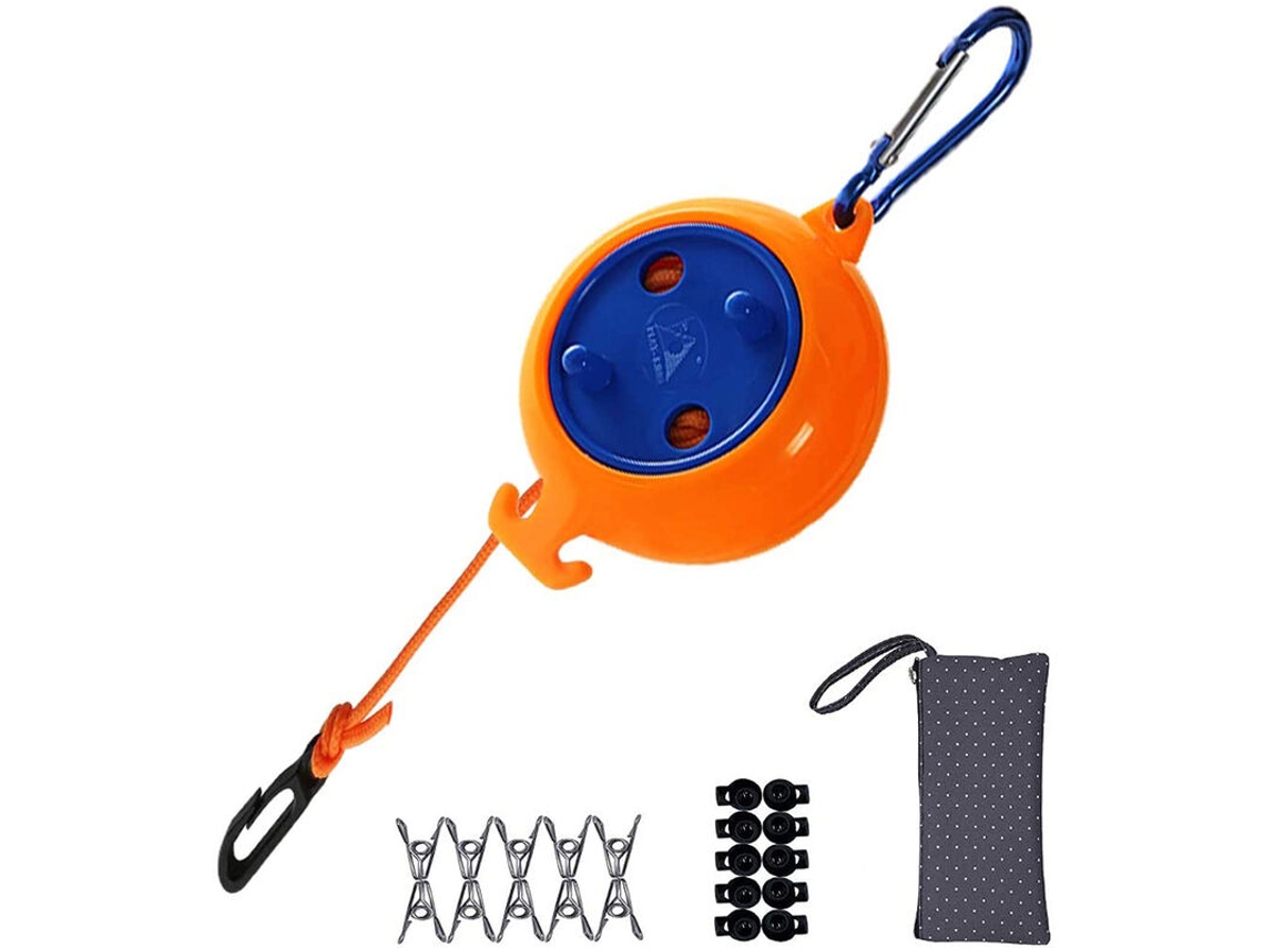 Varal retrátil portátil de 8 m para camping, viagens, férias, atividades ao ar livre, banheiro, lavanderia, jardim ou viagens. Slowmoose