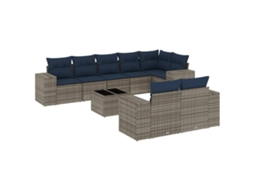 Conjunto de Sofá de Jardim, 9 Peças, Almofadas, Rattan Cinza MAISON EXCLUSIVE
