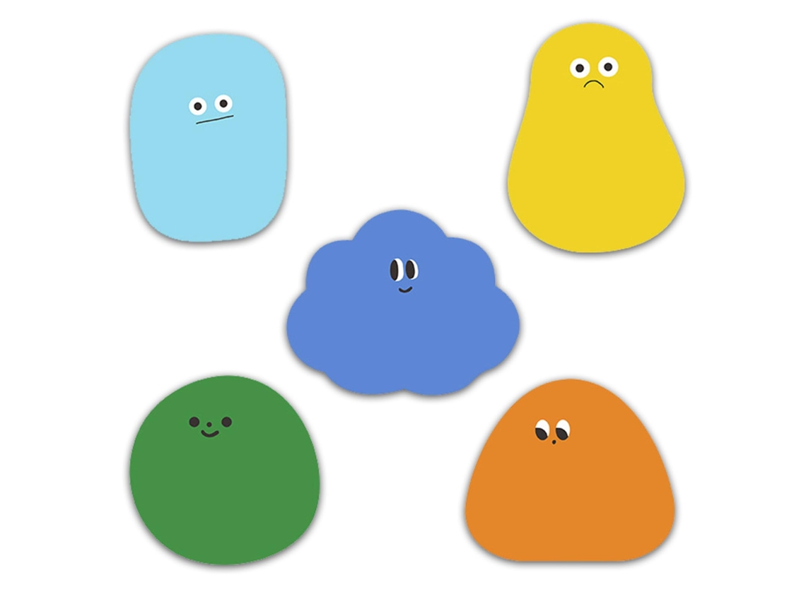 200 Mini Blocos de Notas Adesivas Fofos com Desenhos Animados, Formato de Bloco, Pacote com 5 MDUG