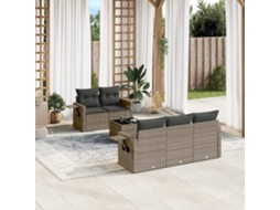 Vidaxl 6 Pcs Conjunto Sofás De Jardim Com Almofadões Vime Cinzento