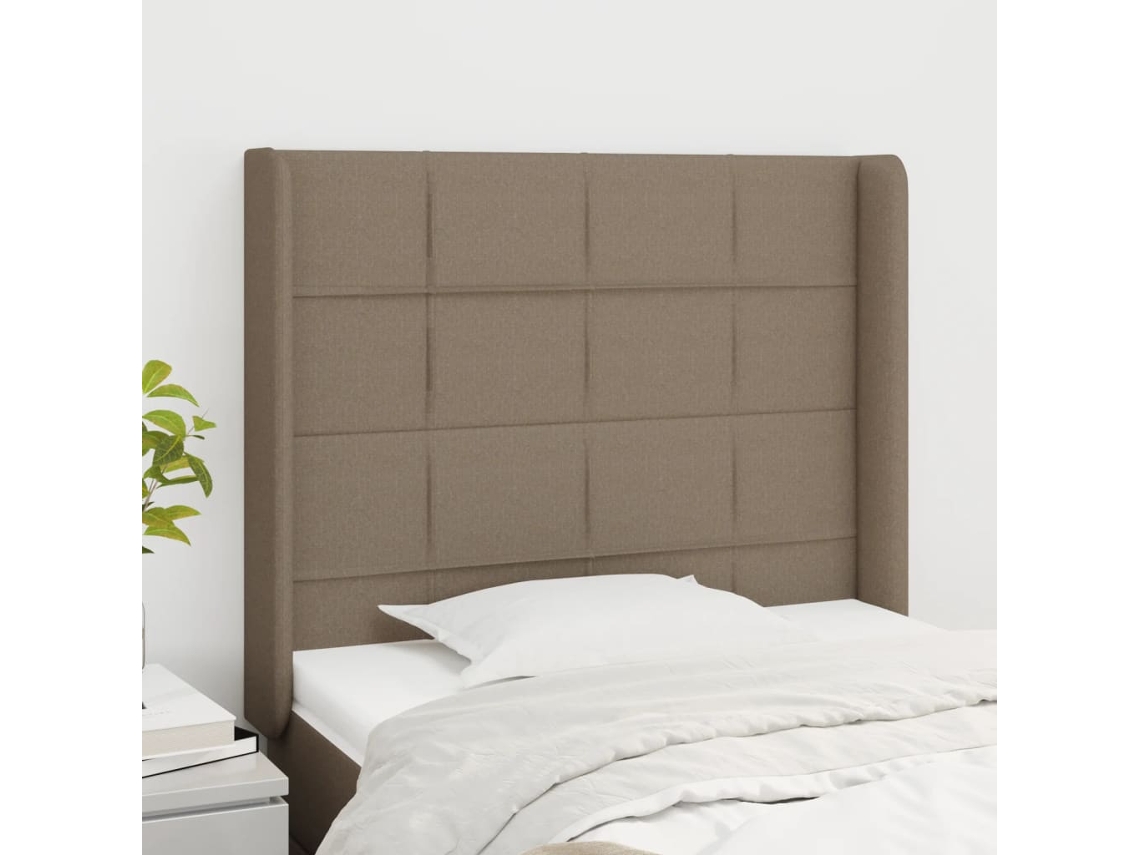 Vidaxl Cabeceira Cama C/ Abas Tecido 83x16x118/128cm Cinza-acastanhado