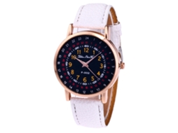 Relógio de Pulso Masculino de Quartzo com Pulseira de Couro Pu Zhoulianfa Branco