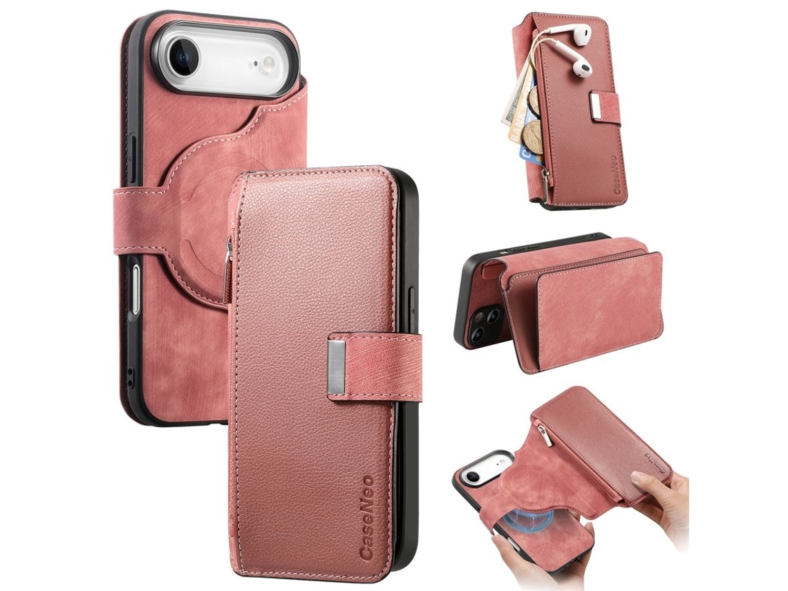 Capa Carteira Caseneo Mw-02 Para Iphone Air Em Couro Sintético - Rosa