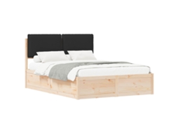 Estrutura de Cama com Cabeceira Estofada Preto 160x200 cm MAISON EXCLUSIVE