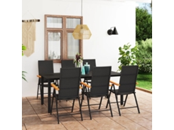 Vidaxl 7 Pcs Conjunto De Jantar Para Jardim Preto E Castanho