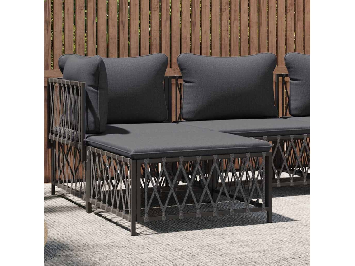 Vidaxl Apoio De Pés Para Jardim Com Almofadão Tecido Antracite