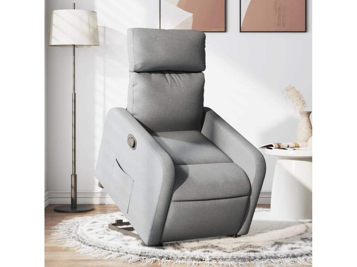 Vidaxl Poltrona Reclinável Elevatória Tecido Cinzento-claro